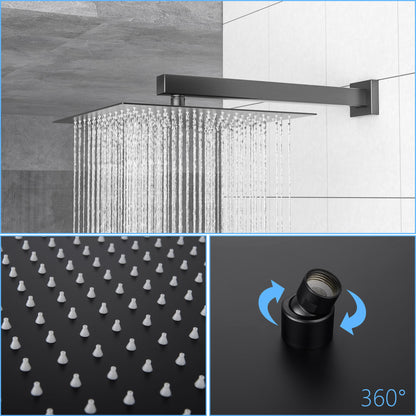 Modern Shower System With Adjustable Slide Bar, Stainless Steel And Brass Construction