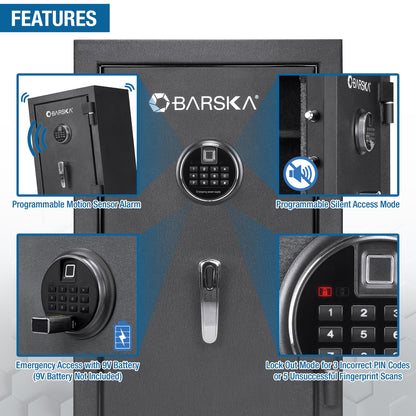 2.02 Cubic Ft Biometric Keypad Fire Resistant Safe - Black
