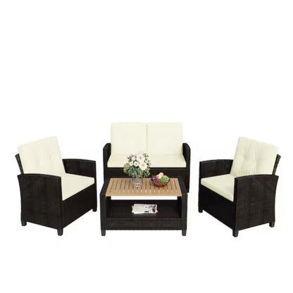 Modern All-Weather Patio Set With Cushions And Table