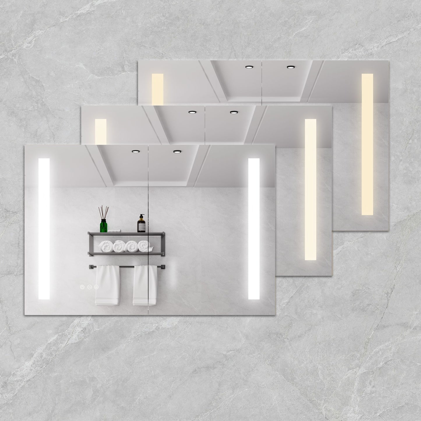 LED Medicine Cabinet With Mirror, Double Door With Defogger, Dimmer, Surface Mount