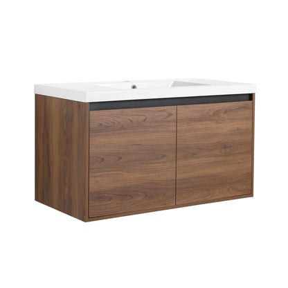 Bathroom Vanity Set With Resin Countertop Sink And 2 Doors, Engineered Wood