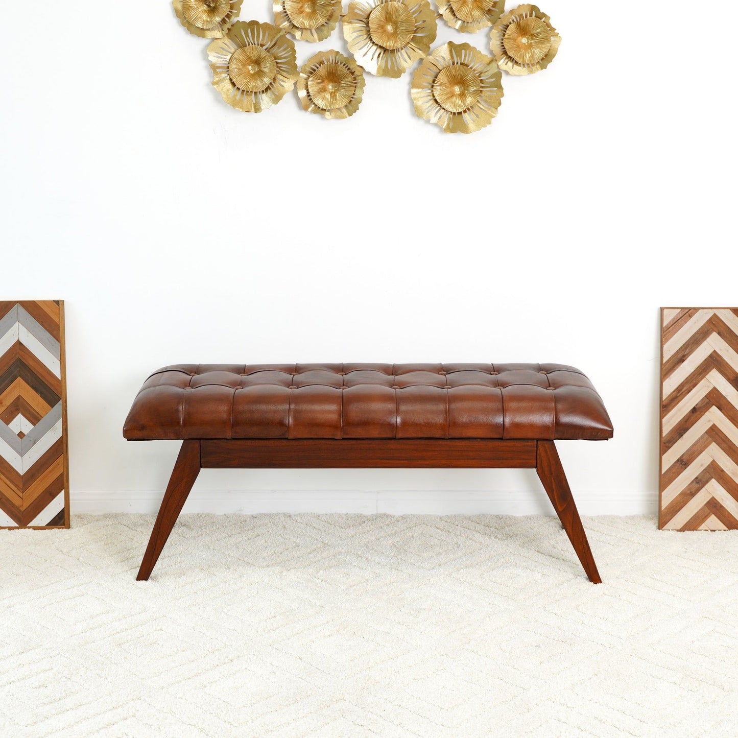 Maja - Bench - Cognac / Dark Brown