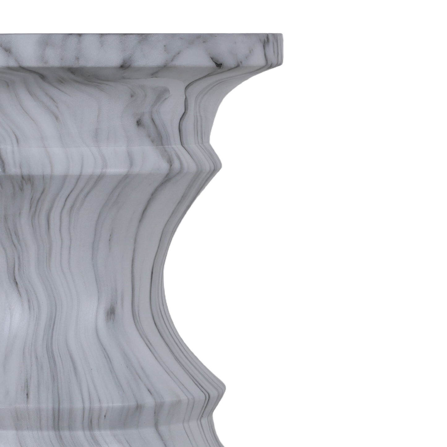 Geometric Round Outdoor End Table - Marble