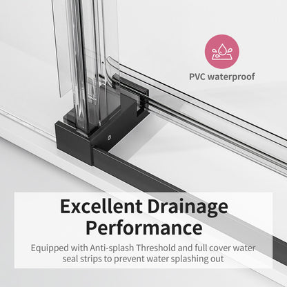 Frameless Sliding Shower Door With Soft- Close, 3 / 8" Tempered Glass
