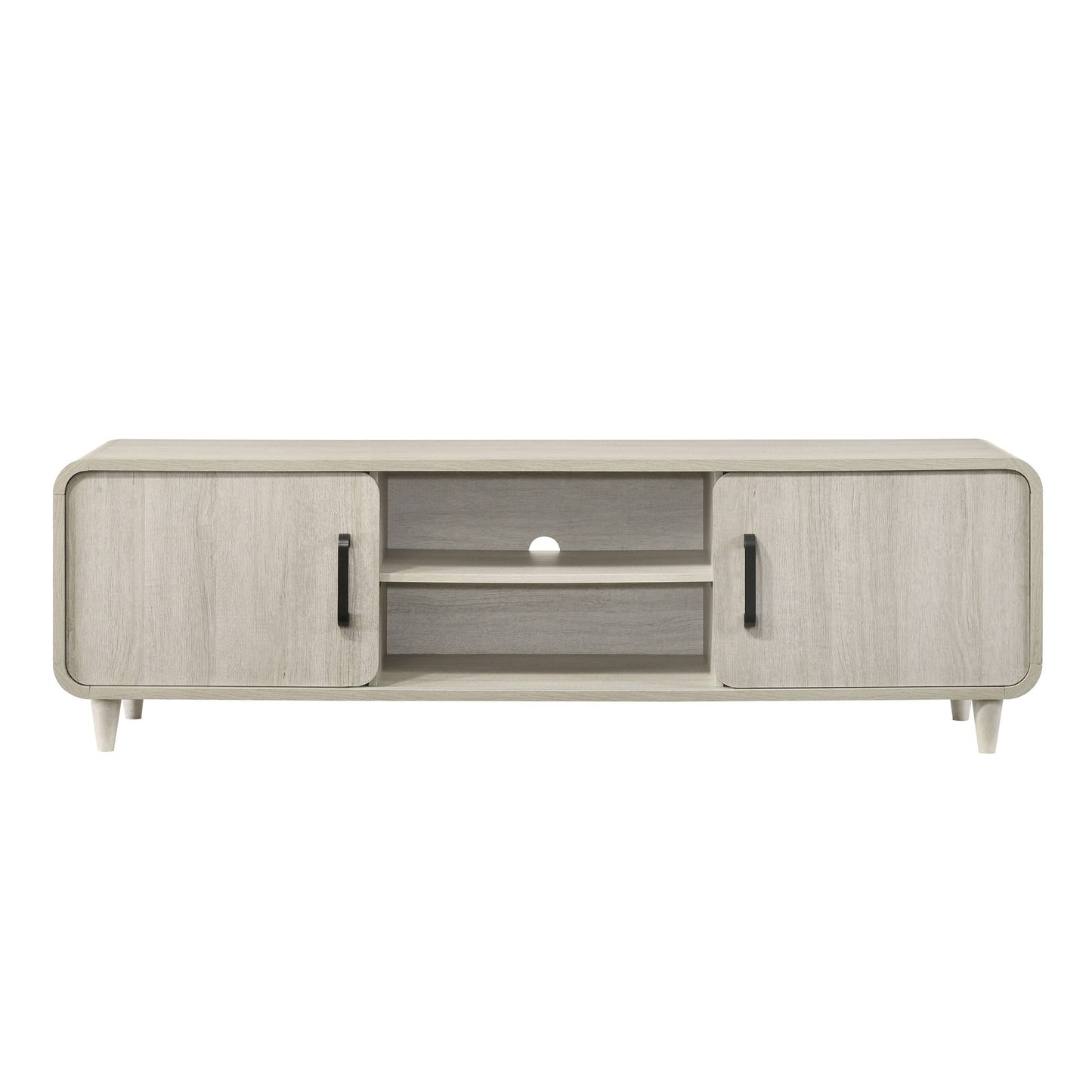 TV Stand With Sliding Doors And Handles, Living Room Furniture - Antique White