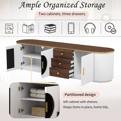 Modern Minimalist TV Stand For TVs Up To 80" With 3 Drawers And 1 Shelf