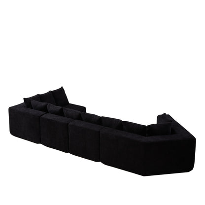 L - Shaped Modular Sofa With Deep Seat And 11 Pillows