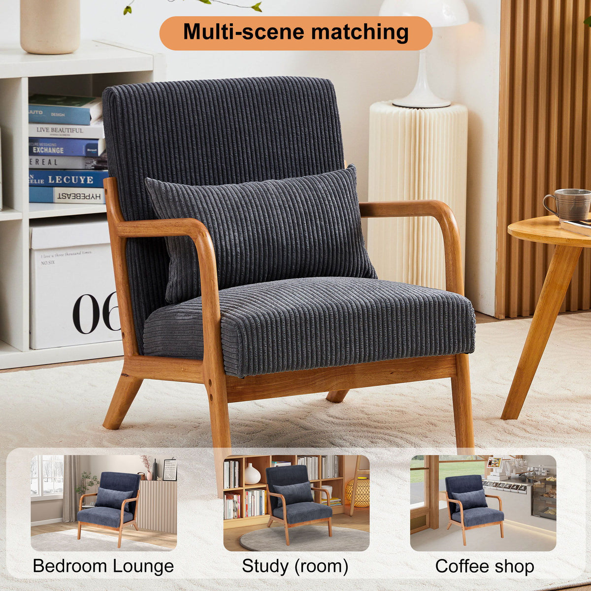 Accent Arm Chair With Pillow Upholstered