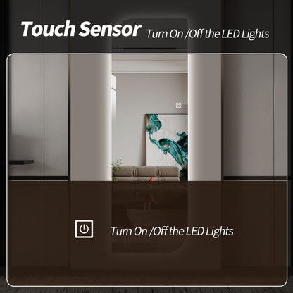Irregular Shape LED Full Length Wall Mirror With 3 Color Dimmable Lighting - Silver