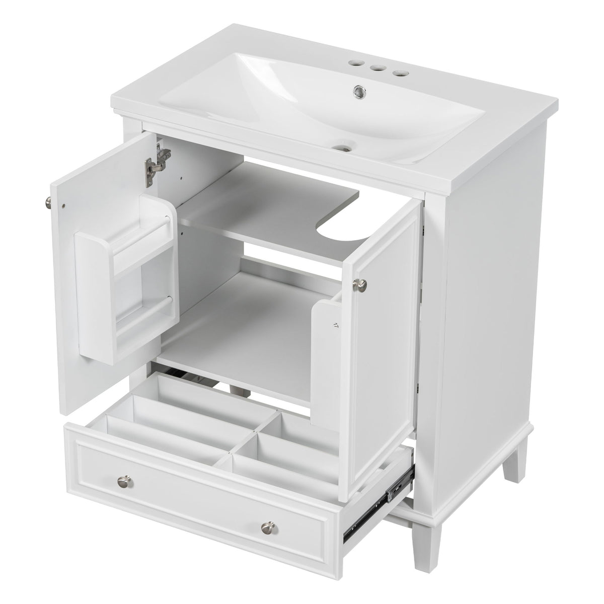 Modern Bathroom Vanity With Sink Combo, Multi Functional Cabinet With Doors And Drawer