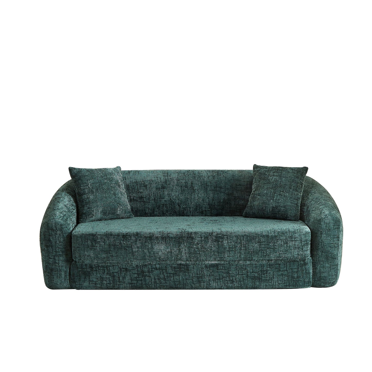 Curved Convertible Sofa, 2 In 1 Fold Out Bed With Pull Out Base And Deep Seat