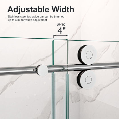 Frameless Single Sliding Shower Door With Clear Tempered Glass