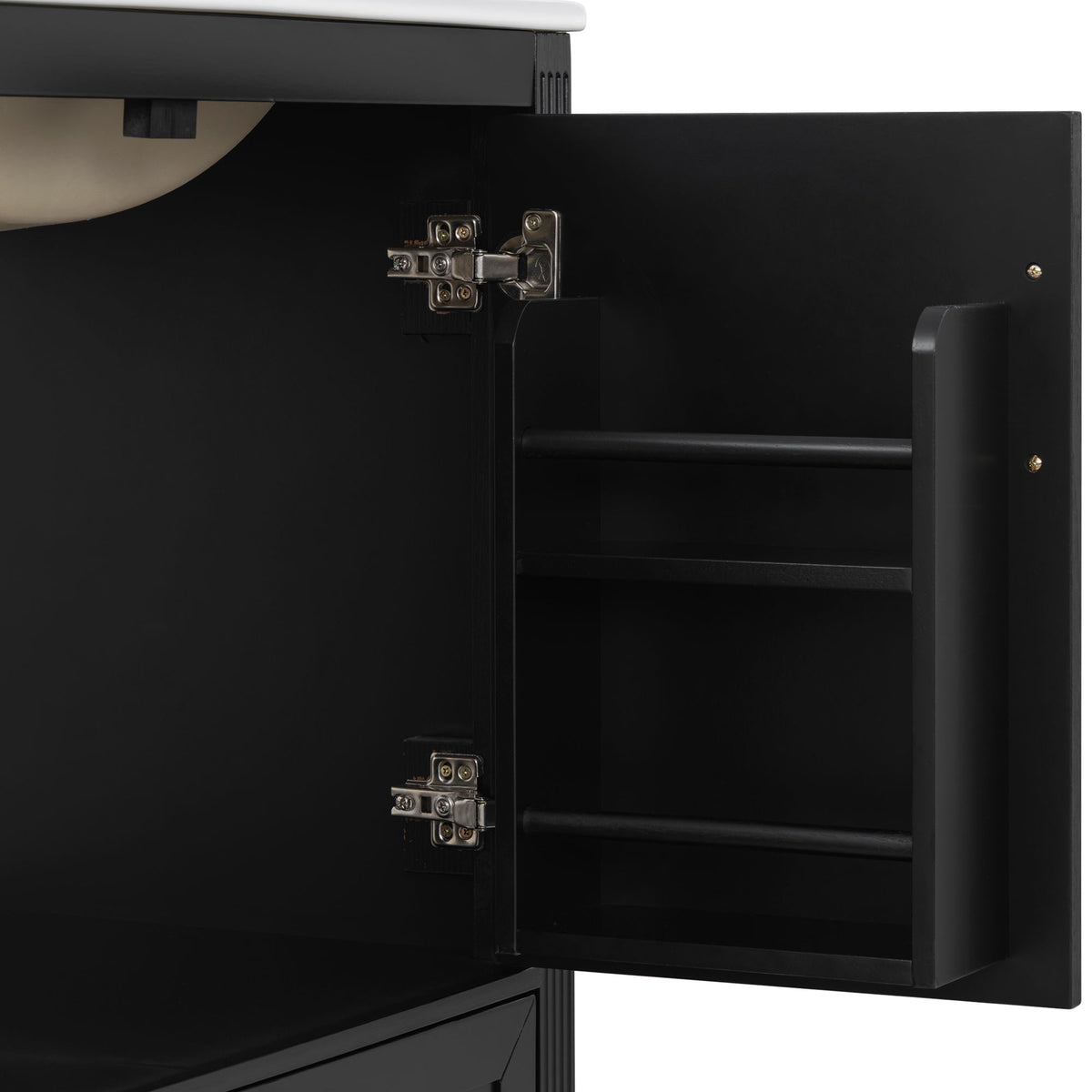 Elegant Fluted Bathroom Vanity With Sink, Soft Close Doors & Drawer