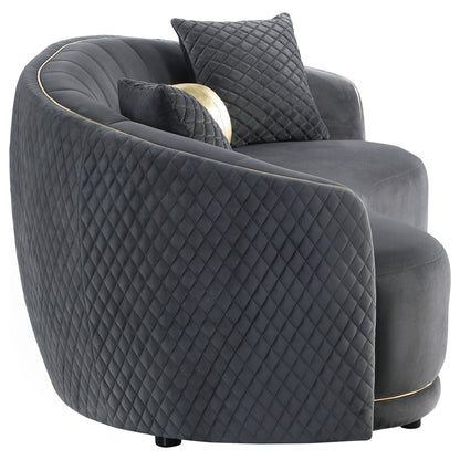 Lorraine - 2 Piece Upholstered Sofa Set With Tufting Trim - Dark Gray