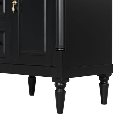 Freestanding Bathroom Vanity With Sink, Adjustable Shelf & Flip Drawer