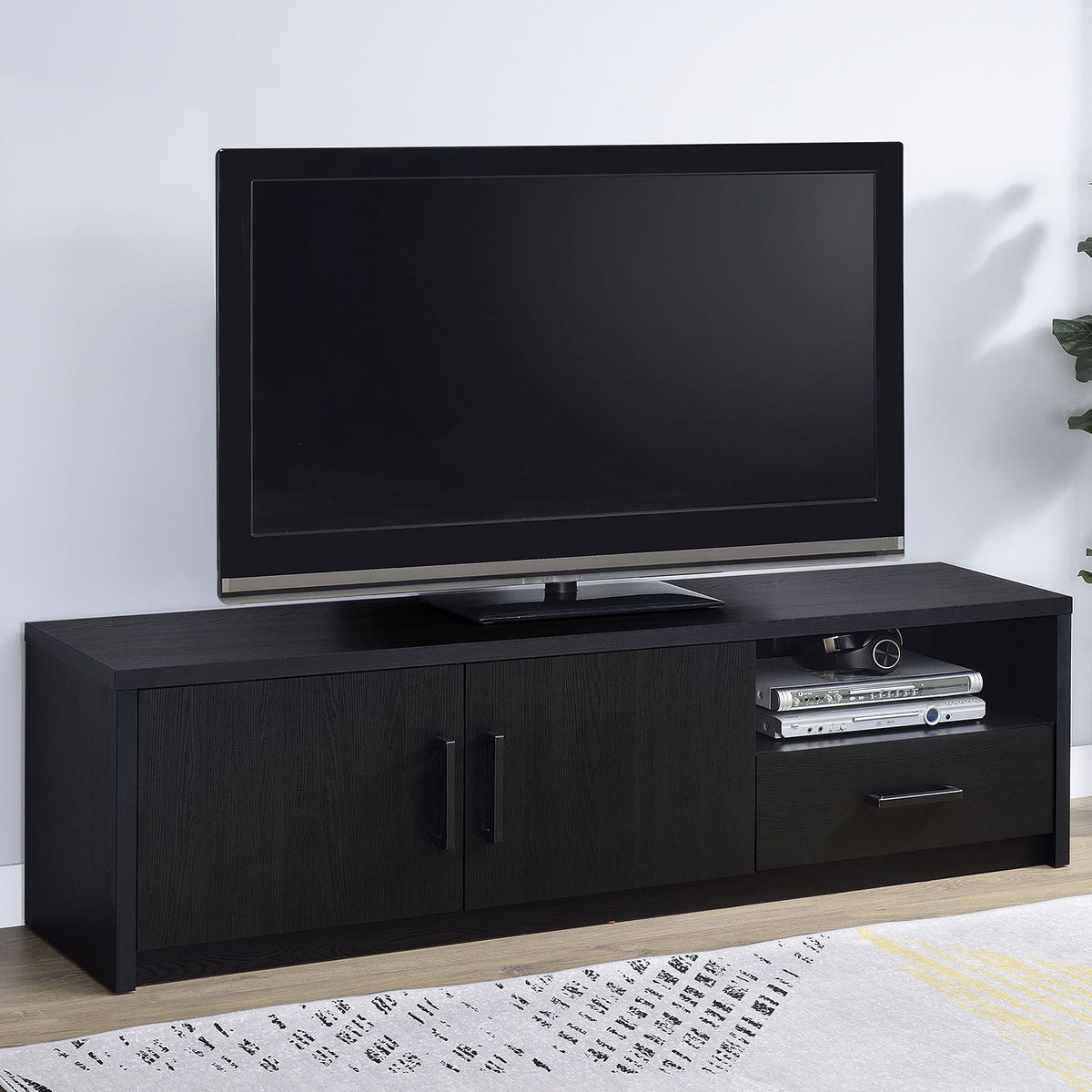 Ian - 2 Door TV Stand Media Console With Storage - Black