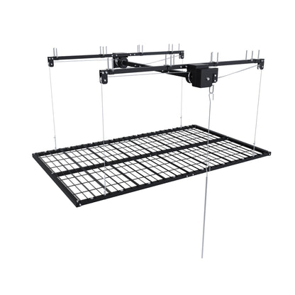 Overhead Garage Storage Rack For High Ceilings & Safety Lock - Black