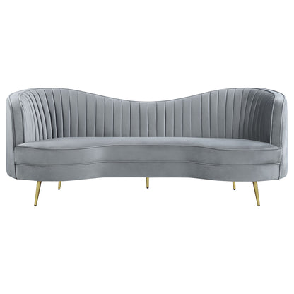 Sophia - 3 Piece Upholstered Channel Tufted Sofa Set - Gray