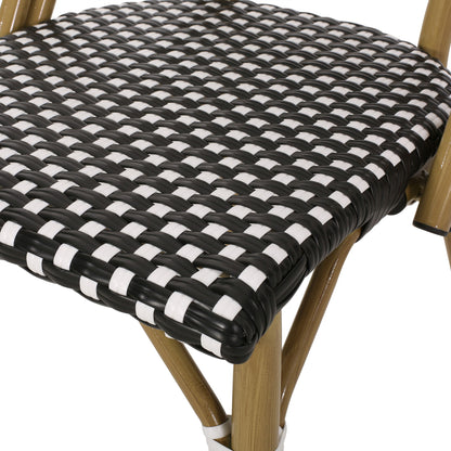 Outdoor Rattan And Aluminum French Bistro Chair Set
