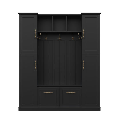 Hall Tree With 4 Side Cabinets