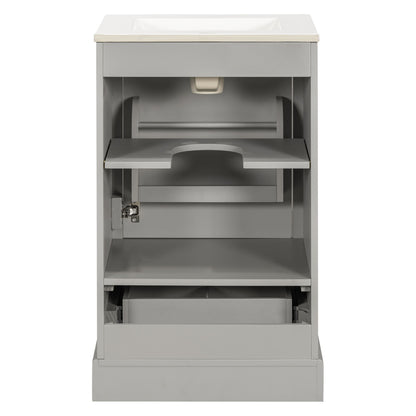 Bathroom Vanity With Sink, Soft Close Door, Adjustable U-Shaped Shelf