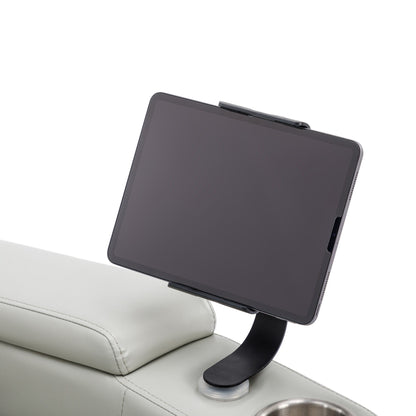 270° Power Swivel Recliner Home Theater Chair With Hidden Arm Storage, LED Light, Cup Holder, And Tray Table