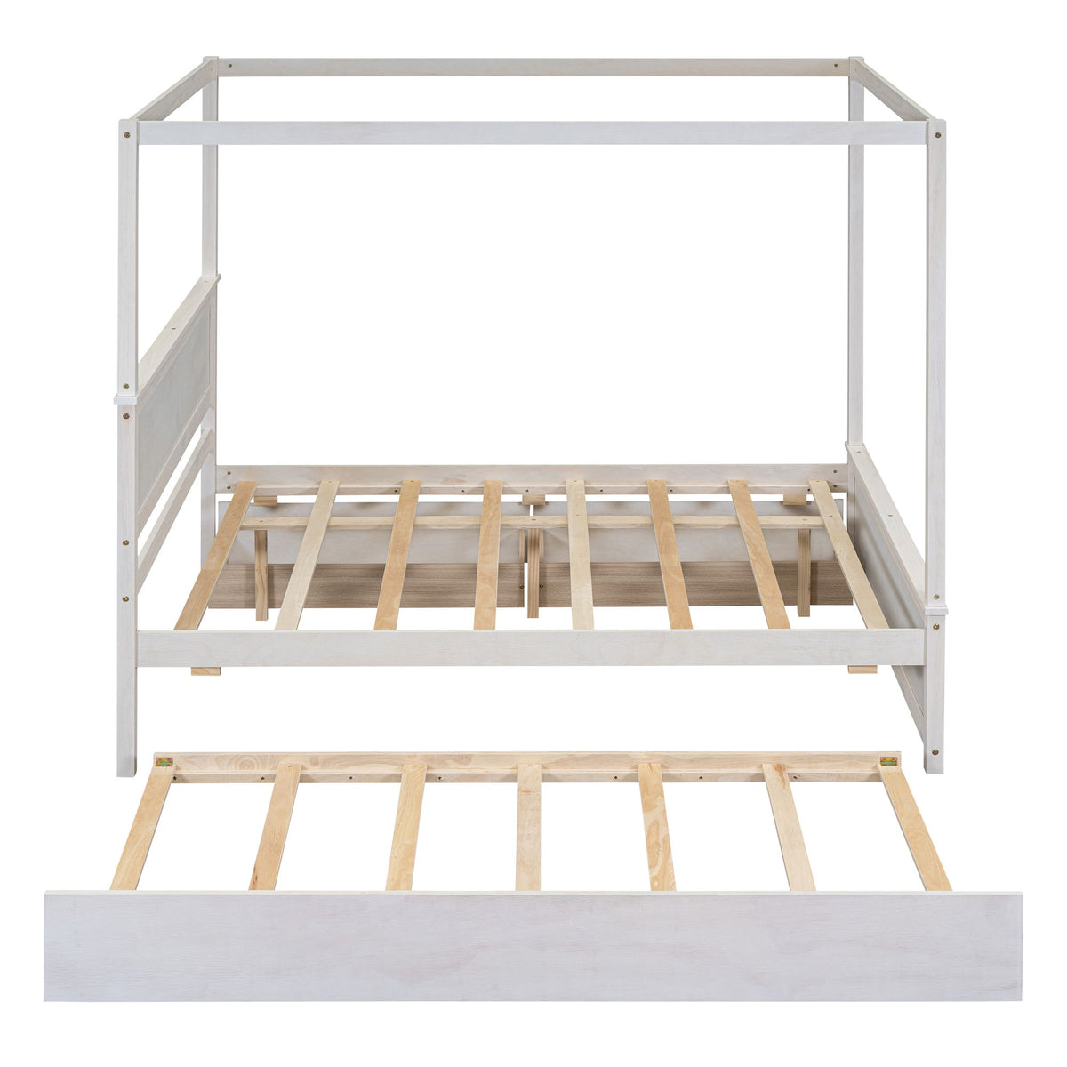 Canopy Platform Bed With Drawers, Support Slats, No Box Spring Needed