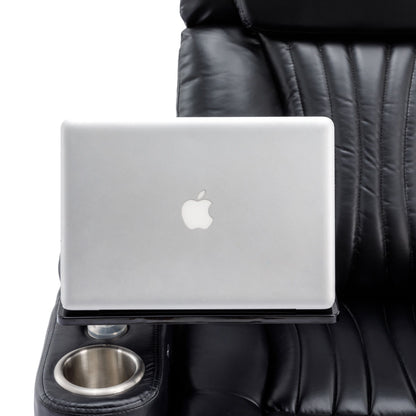 270° Power Swivel Recliner Home Theater Chair With Hidden Arm Storage, LED Light, Cup Holder, And Tray Table