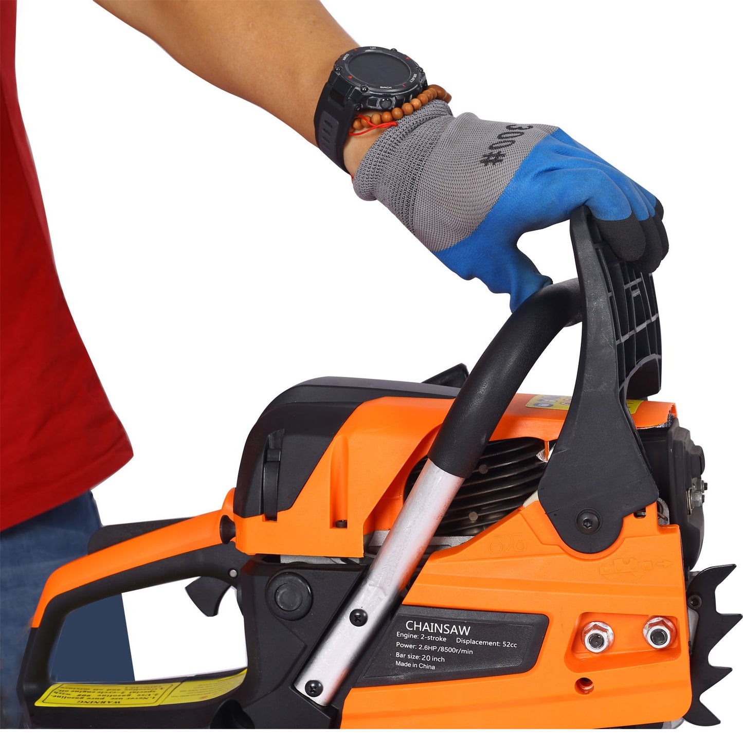 52Cc Gasoline Chainsaw With 20" Oregon Bar And Chain For Wood Cutting Plastic - Orange