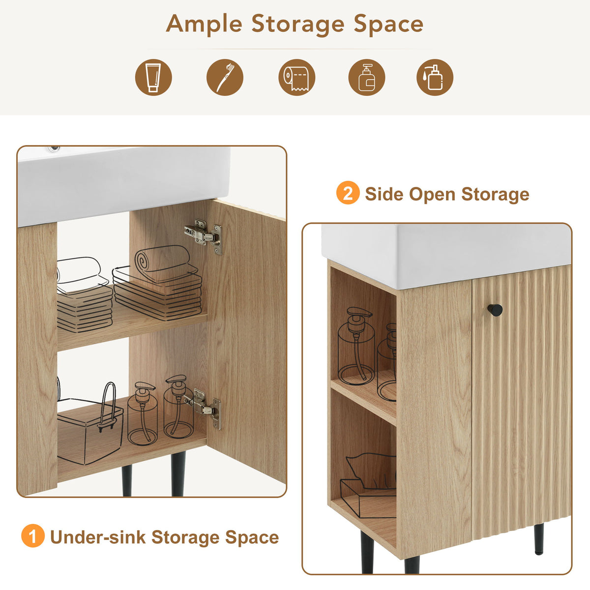 Bathroom Vanity, Combo Cabinet, Bathroom Storage Cabinet, Single Ceramic Sink