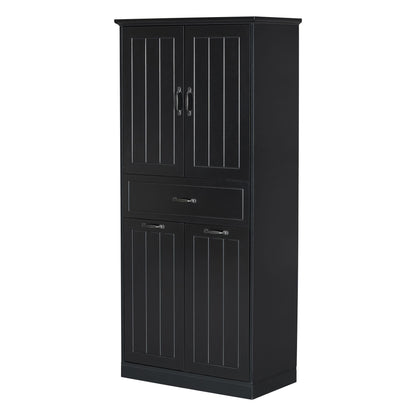 Modern Bathroom Storage Cabinet With Two Laundry Baskets, One Drawer, Adjustable Shelf