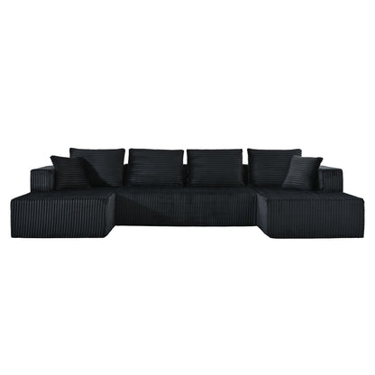 U-Shaped Modular Sectional Sofa With Double Chaise, Oversized Deep Seat For Living Room