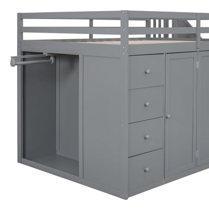 Loft Bed With Built In Wardrobes, Cabinets And Drawers