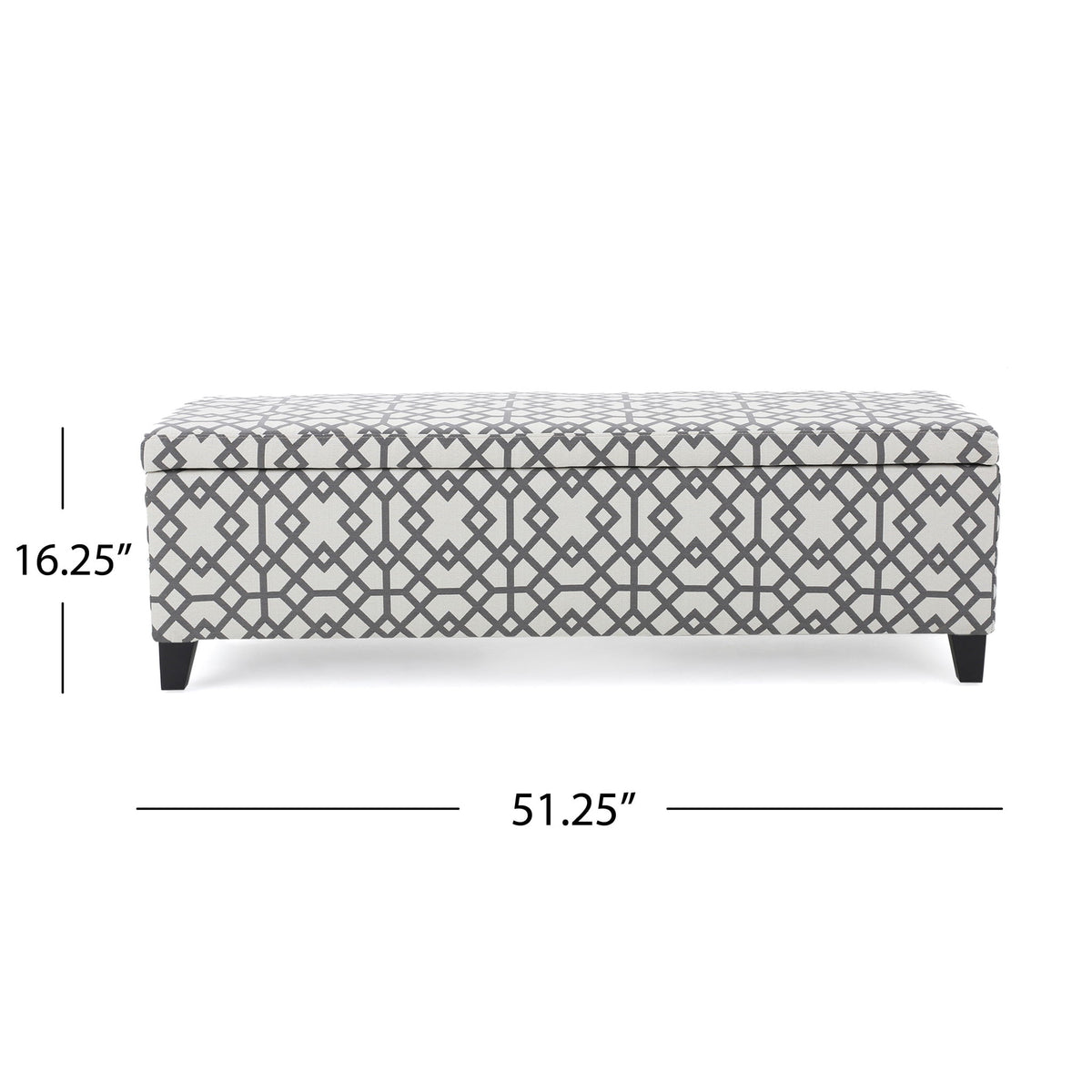 Quotient - Upholstered Storage Ottoman With Tapered Block Feet - Gray / White