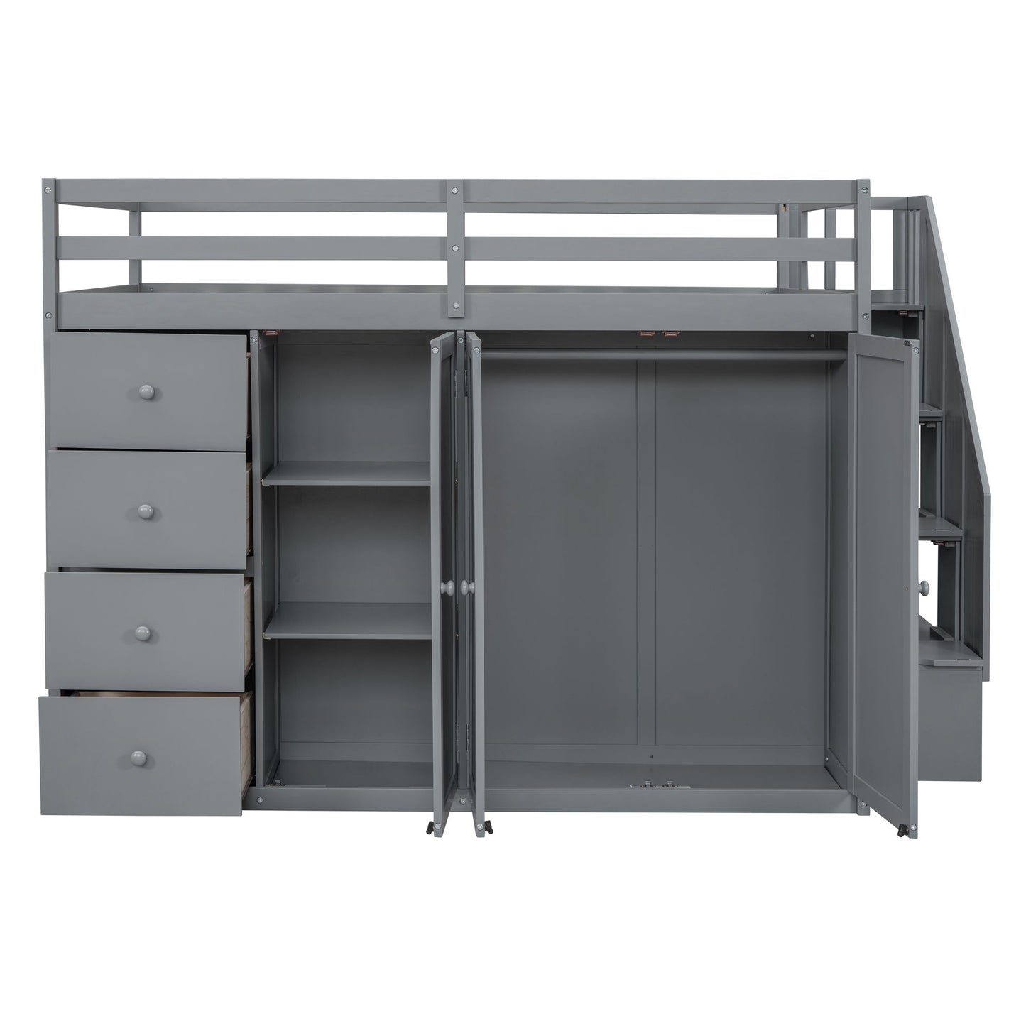 Loft Bed With Built In Wardrobes, Cabinets And Drawers