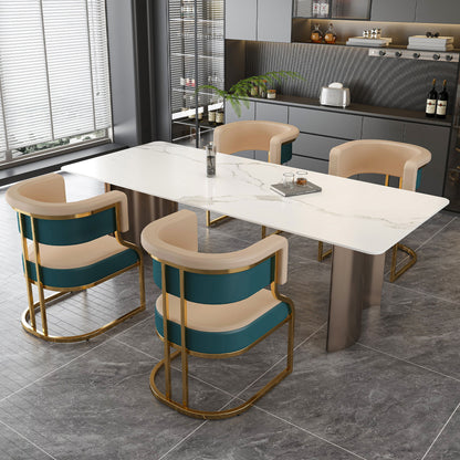 Dining Chairs Ergonomic Curved Backres (Set of 2) - Blue / Neutral