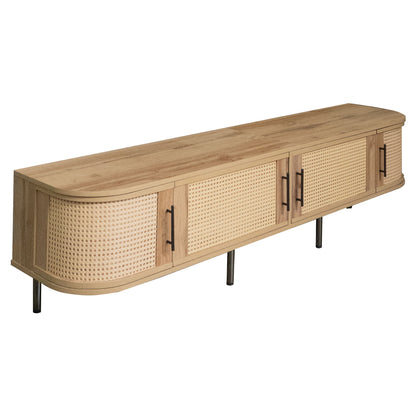 70" TV Stand With Doors, Construction For TVs Up To 80" - Natural Wood