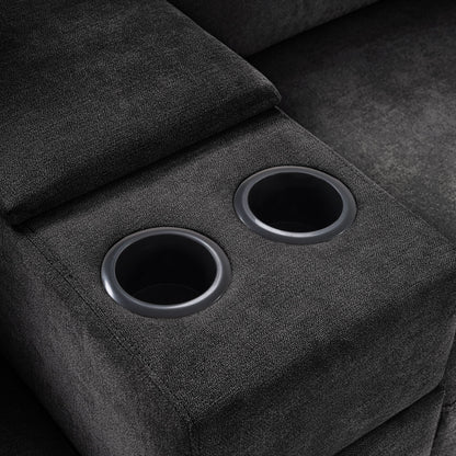 Modular 5 Seat U-Shape Sectional Sofa With Chaise Lounge, Built In Cup Holders And Storage Drawer
