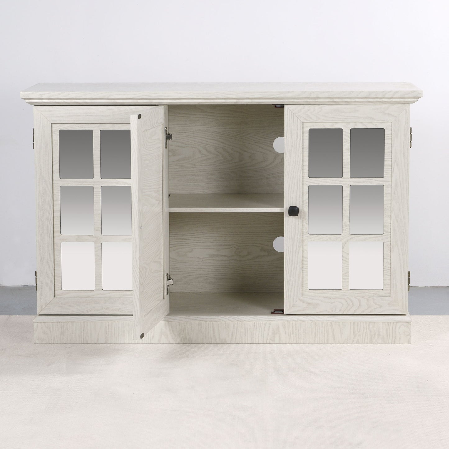 Storage Cabinet With 3 Mirrored Acrylic Doors, Adjustable Shelves