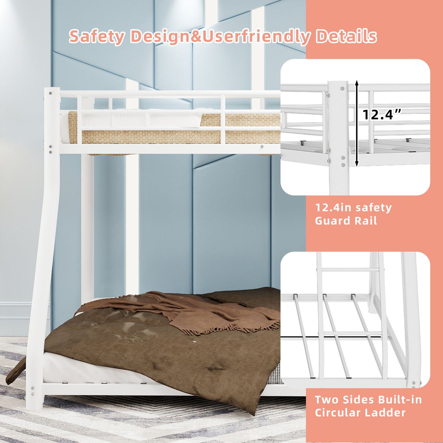 Twin Over Full Bunk Bed - White