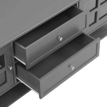 TV Stand, Entertainment Center With Dual Drawers And Hidden Storage, Cabinet With Soft Closing Doors And Sleek Panel Design