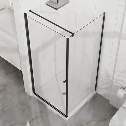 Goodyo - Frameless Corner Shower Door - Matte Black