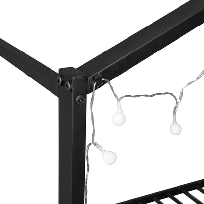Bed House Frame With Shelves And Lights