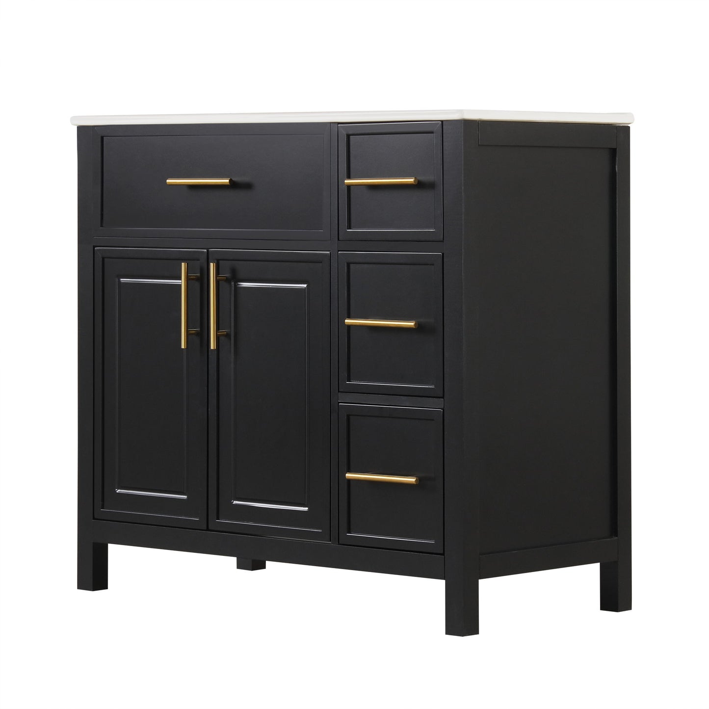 Modern Bathroom Vanity With Sink Top, 2 Doors And 3 Drawers