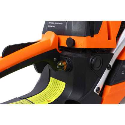 62Cc Gas Powered Chainsaw 20" 2 Cycle Petrol Handheld Chain Saw Epa Compliant Aluminium - Orange