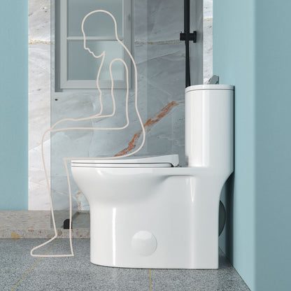 1 Piece Toilet For Bathroom, Dual Flush, Soft Closing Seat - White