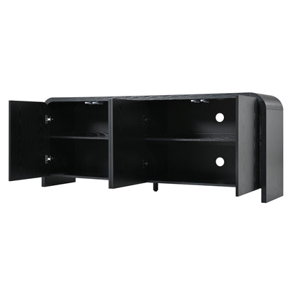 Curved Edge TV Stand With Large Cabinets