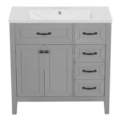 Modern Bathroom Vanity With Sink, Freestanding With Drawers And Doors
