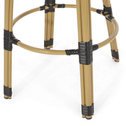Outdoor Rattan And Aluminum French Barstools (Set of 2)