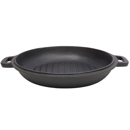 3 In 1 Pre-Seasoned Cast Iron Dutch Oven, Outdoor Camping Deep Pot, 5 Quart With Silicone Handles - Black